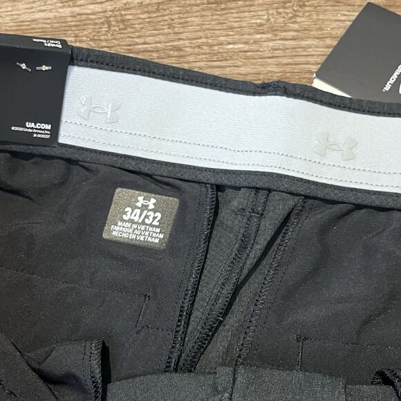 Under Armour Mens 34x32 Golf Chino Pants Black Stretch Performance Vented New - Picture 7 of 11